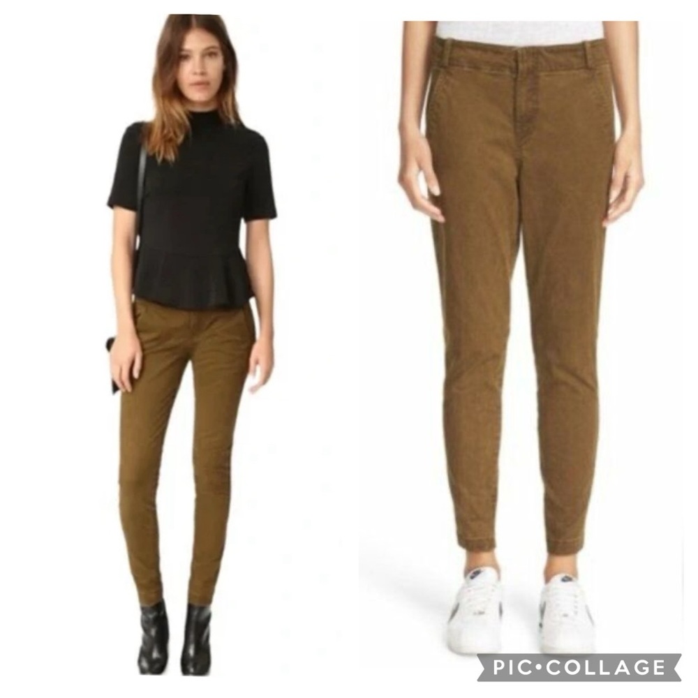 A.L.C Women's JEPSON Olive Brown Cotton Stretch Crop Pants